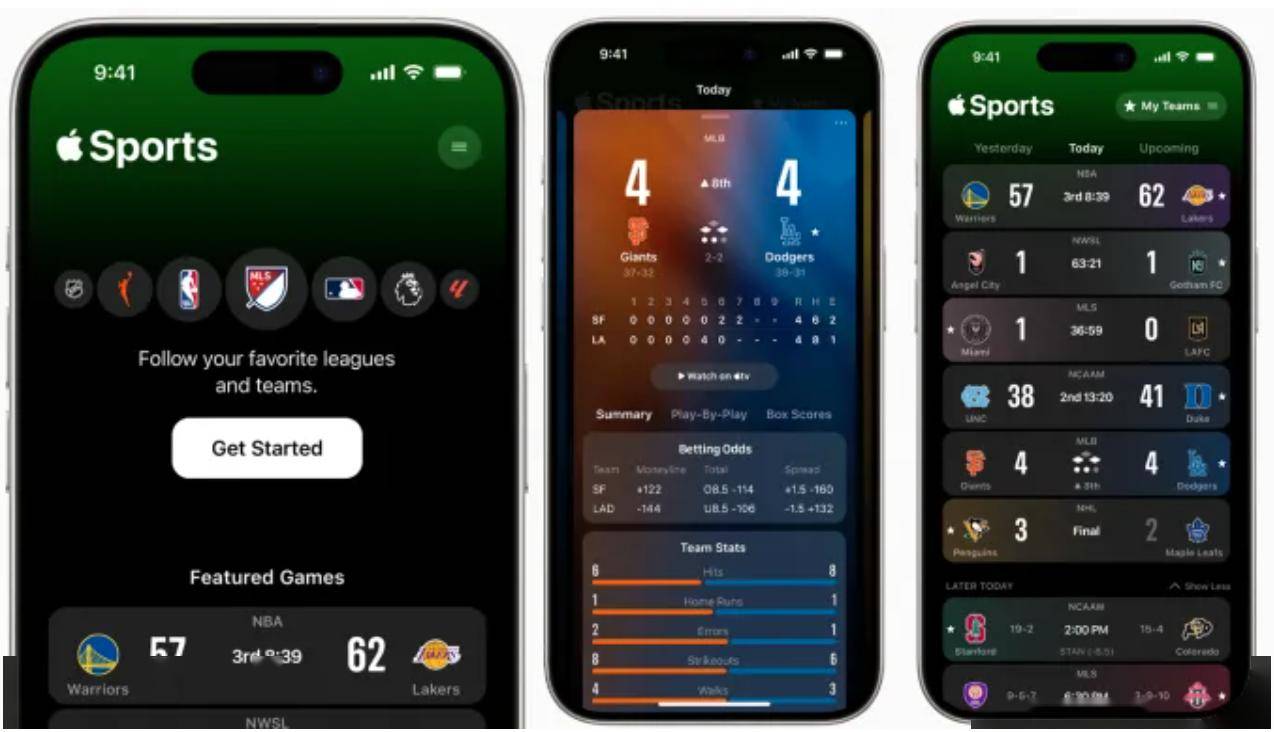 皇冠体育APP_苹果在美国、英国和加拿大推出免费体育APP